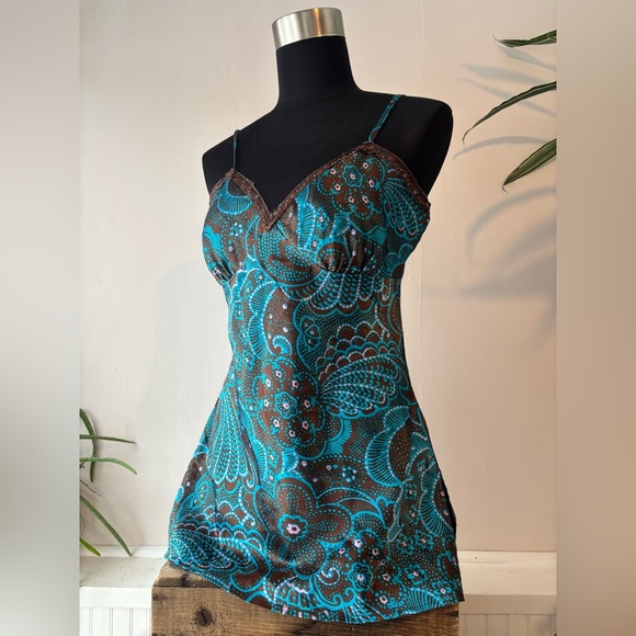 Xhiliration vintage Y2K floral paisley slip top Women’s M - Picture 2 of 5